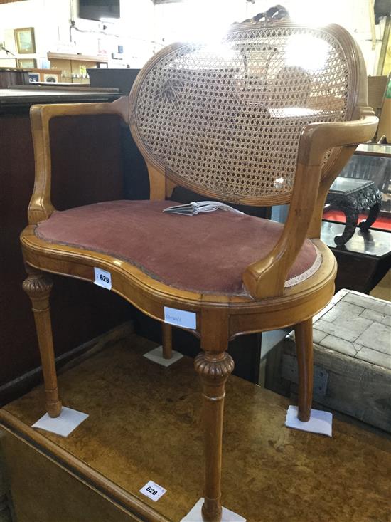 Satinwood Bergere chair A/F(-)
